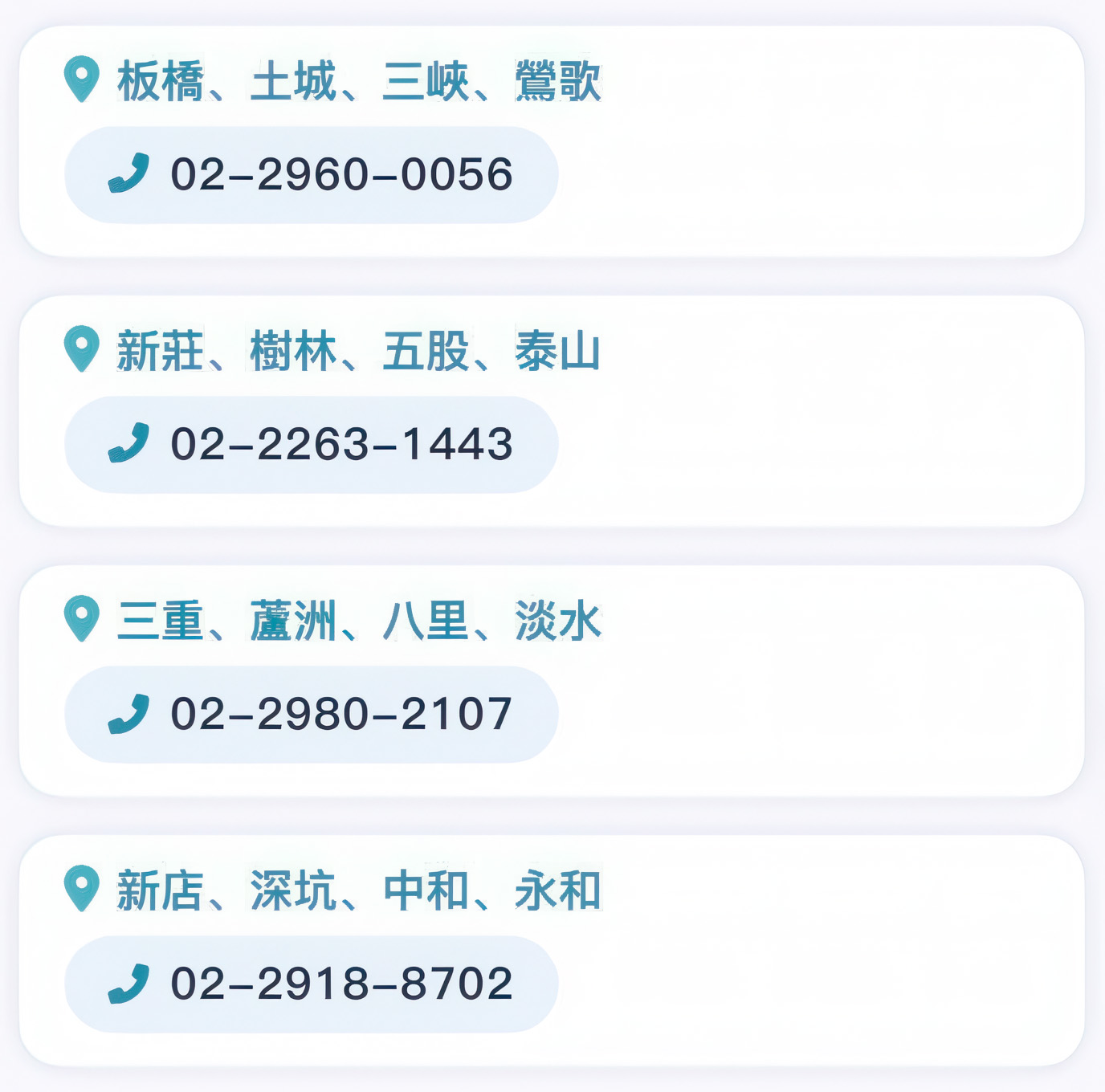 新北地區服務專線